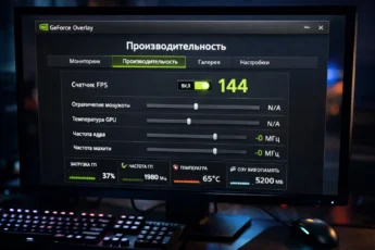 Счетчик FPS в режиме реального времени на вкладке производительности NVIDIA GeForce Overlay.