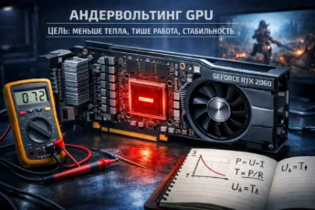Схема андервольтинга видеокарты GeForce RTX 2060: мультиметр и графики пониженного напряжения.