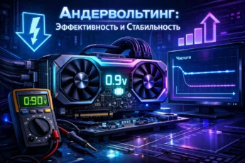 Мощная видеокарта с андервольтингом: сниженное напряжение, низкое энергопотребление, высокая производительность.