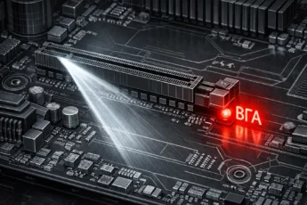 Индикатор VGA на материнской плате рядом с пустым слотом PCI-Express.